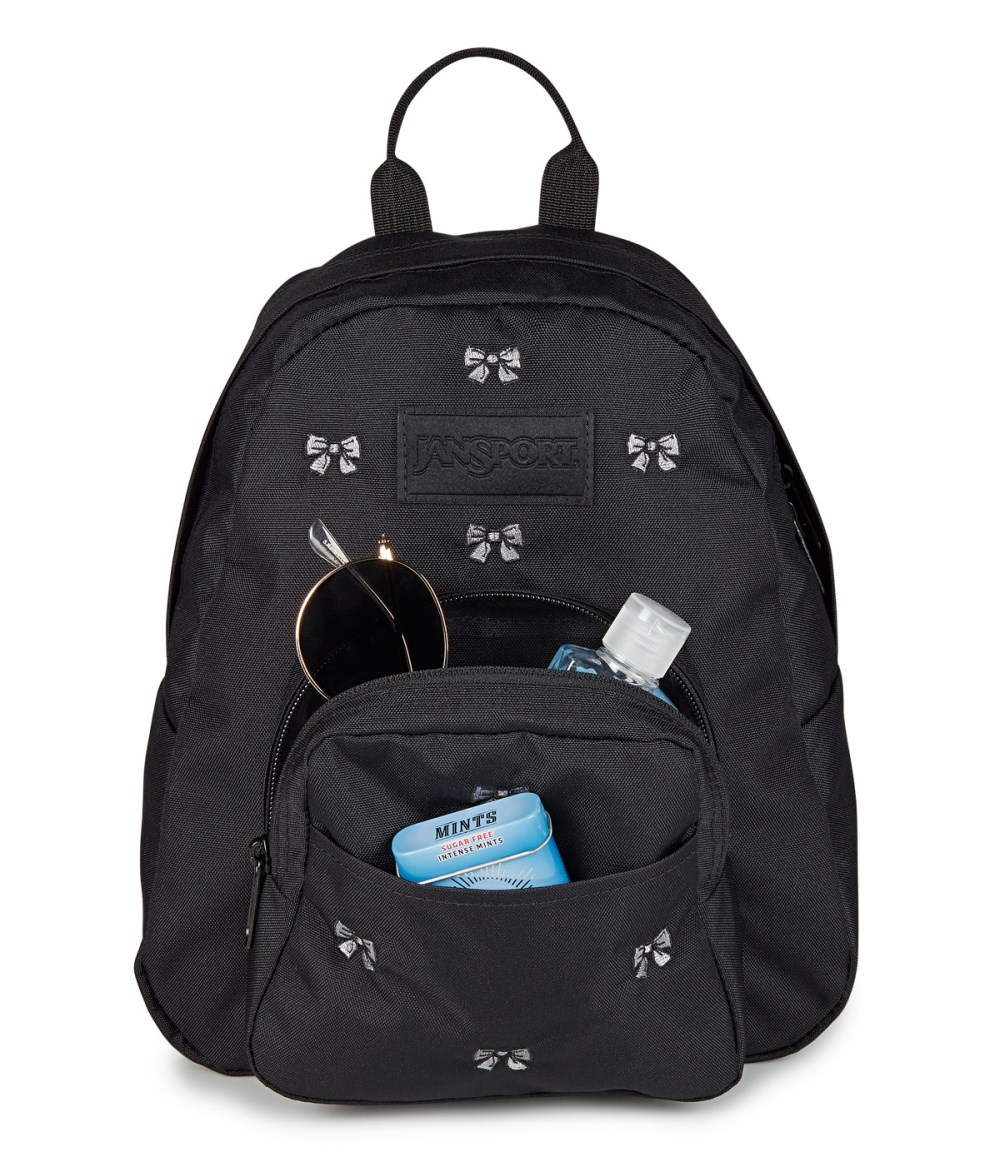 Jansport Half Pint Mini Backpack - Embroidered Bows Black
