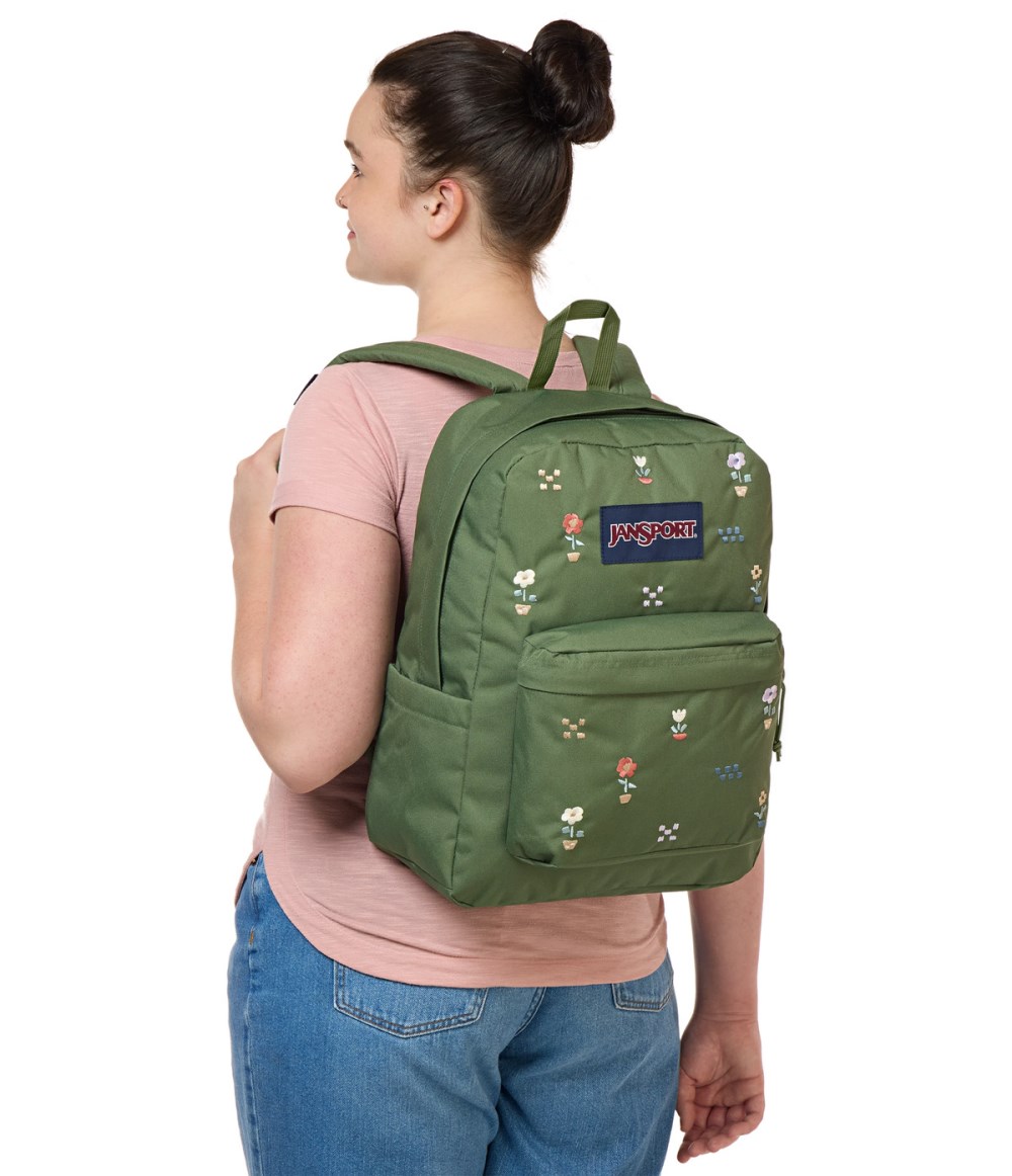 Jansport SuperBreak Plus® FX Flower Green Bundle - Flower Fundamentals Cargo Green