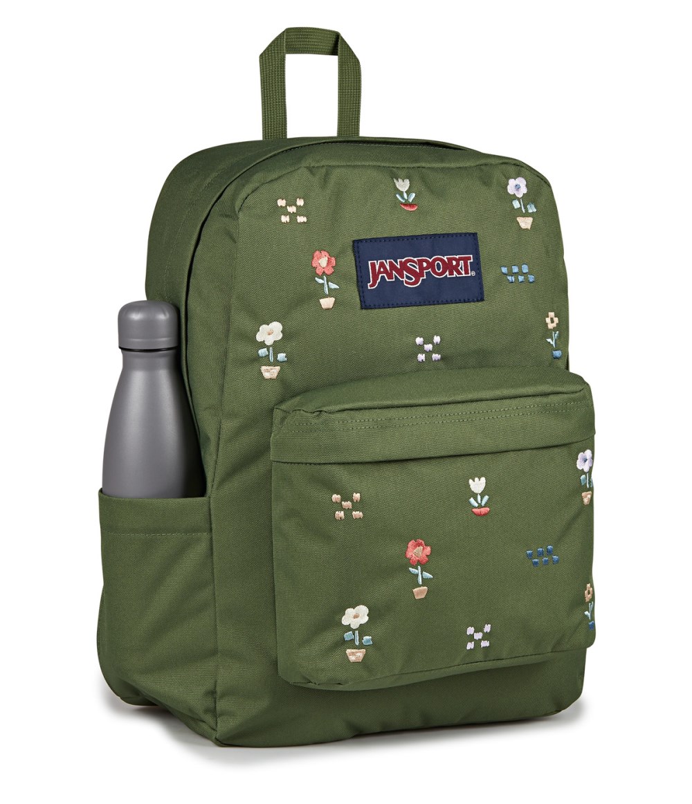 Jansport SuperBreak Plus® FX Flower Green Bundle - Flower Fundamentals Cargo Green